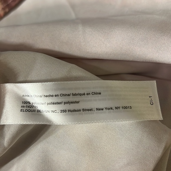 NWT ELOQUII Pink Red & Tan  Long Tie Neck Elastic Waist Dress - Picture 5 of 5